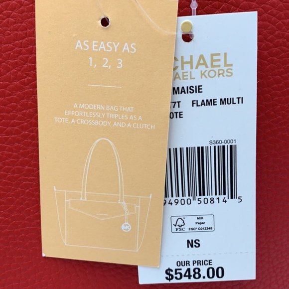 Michael Kors Maisie Large Pebbled Leather 3-in-1 Tote Bag Flame multi color - Picture 9 of 16